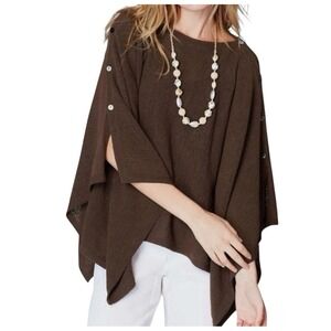 J.Jill Women's Gia Two Way Knit Poncho One Size Brown Minimal Resort Chic Layer